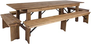 BEST SOLID WOOD Flash Furniture 12-Seat Dining Table Set