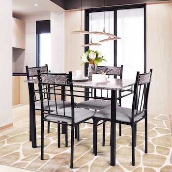 Costway 5 Piece Faux Marble Dining Set