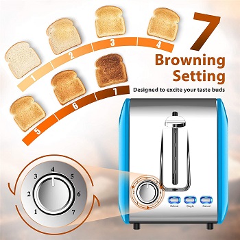 Hommater Blue 2-Slice Toaster