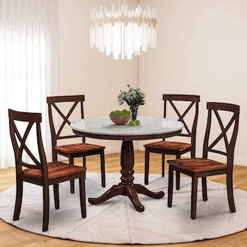 Merax Lumisol Marble Table 4 Chairs