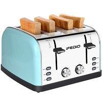 iFedio 4-Slice Blue Toaster Rundown