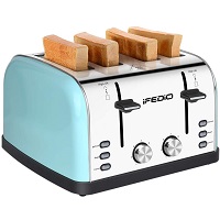 iFedio 4-Slice Blue Toaster Rundown