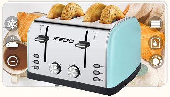 iFedio 4-Slice Blue Toaster