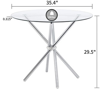 Bacyion Tempered Glass Dining Table