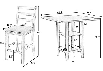 Best High Top 5 Piece Counter Height Dining Set With Storage