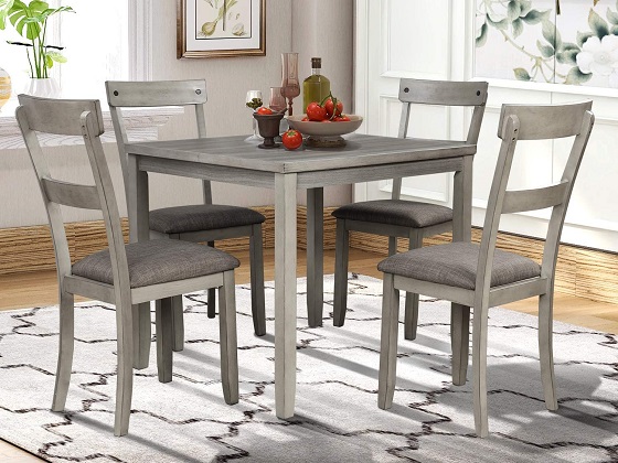 5 Piece Farmhouse Dining Sets Suiting, Small Farmhouse Dining Room Table