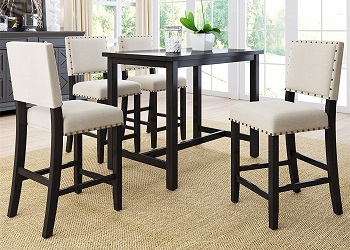 Best Counter Height 5 Piece Dining Set With Upholstered Chairs