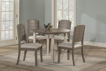 Best Drop Leaf 5 Piece Round Dining Set With Upholstered Chairs