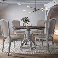 Best Farmhouse 5 Piece Round Dining Set With Upholstered Chairs Rundown