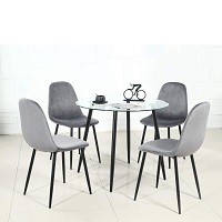 Best Glass 5 Piece Round Dining Set With Upholstered Chairs Rundown