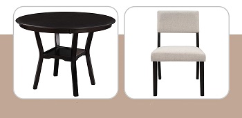 Best Wooden 5 Piece Round Dining Set With Upholstered Chairs
