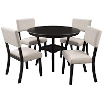Best Wooden 5 Piece Round Dining Set With Upholstered Chairs Rundown