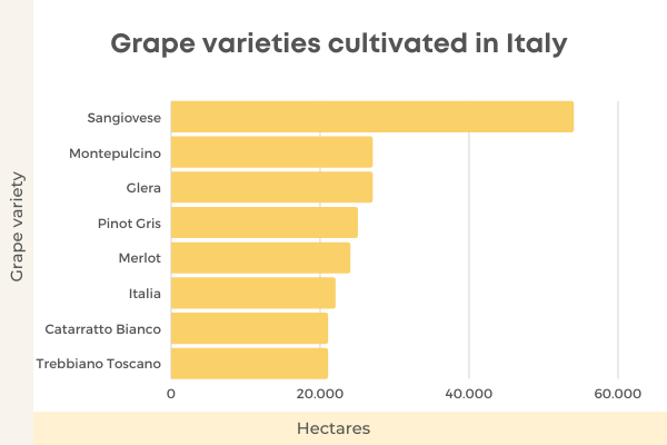 The Ultimate List Of 150 Must-Know Wine Statistics For 2022 - Grape Varieties Cultivated In Italy