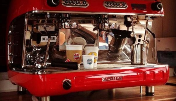 Commercial Red Espresso Machine