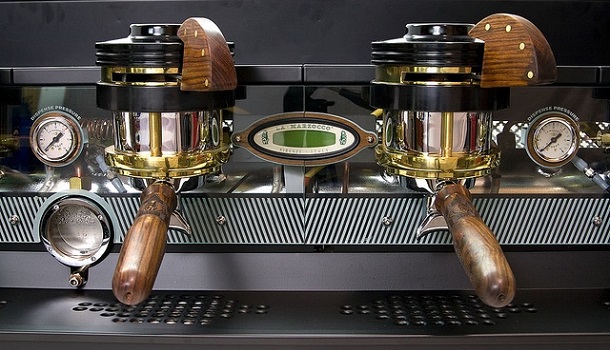 Espresso Machine With Gold Parts