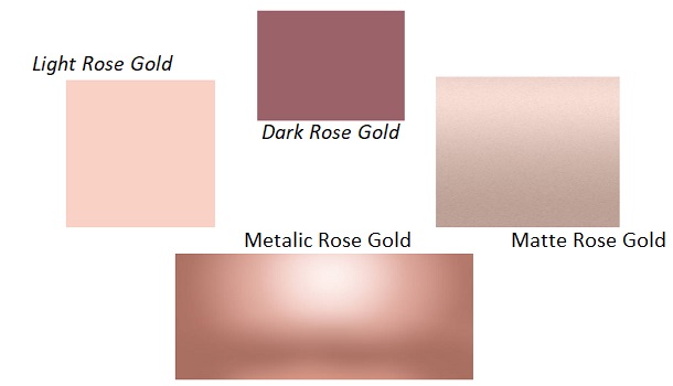 Rose Gold Different Color Shades