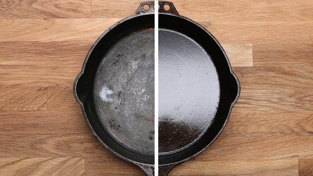 clean and dirty side of pan