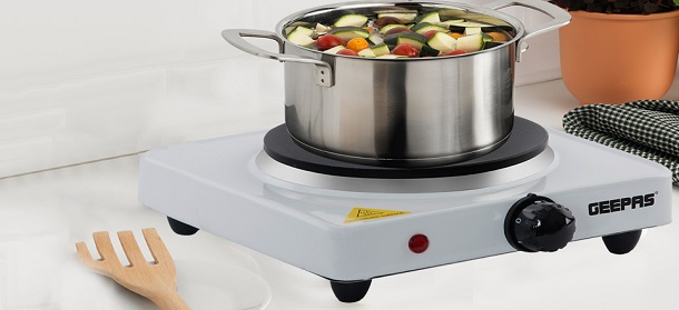 electric hot plate in kitchen