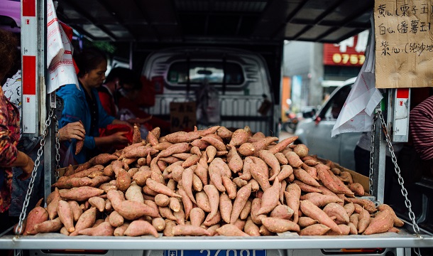 farmer and sweet potato