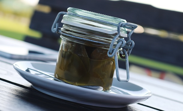 pickle juice on table